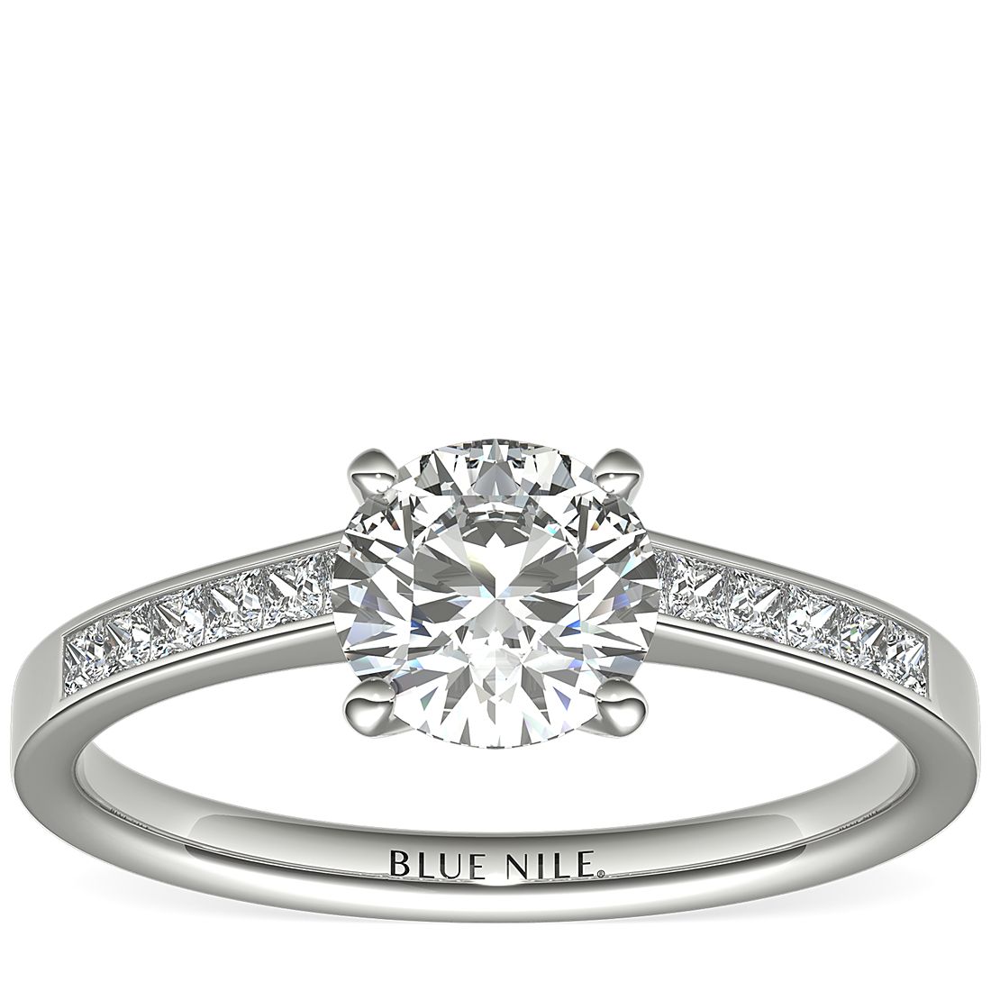 Channel Set Princess Cut Diamond Engagement Ring in 14k White Gold (1/4 ct.  tw.)